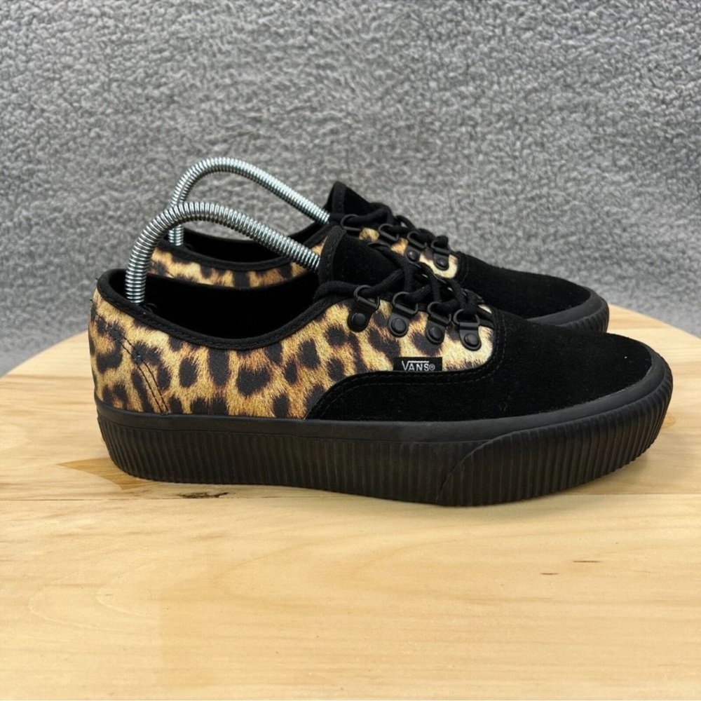 Vans Authentic Platform Embossed Womens Size 9.5 Shoes Leopard Print Black Suede